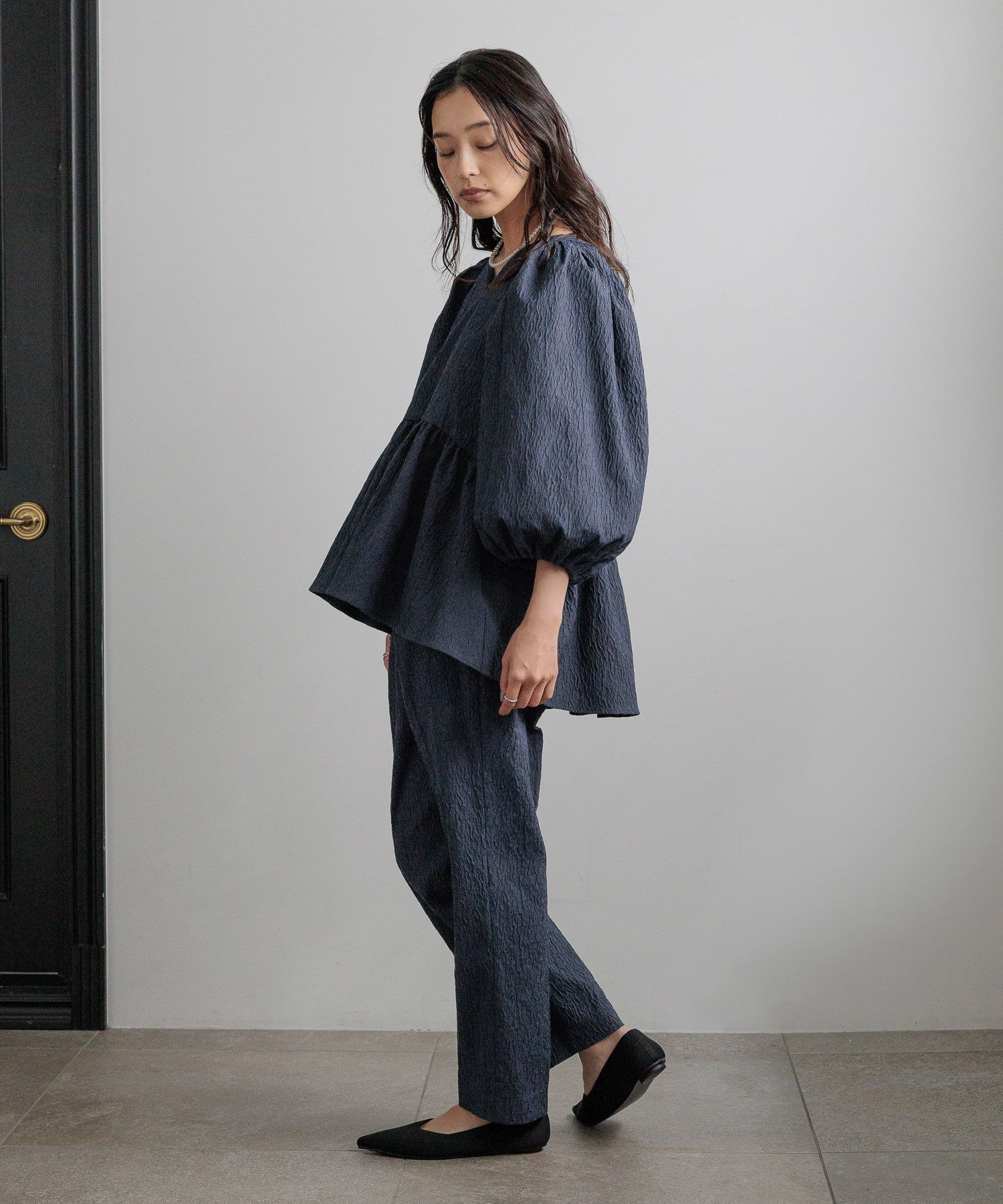  「【入卒／セレモニー】ジャガードテーパードパンツ」|スラックス|