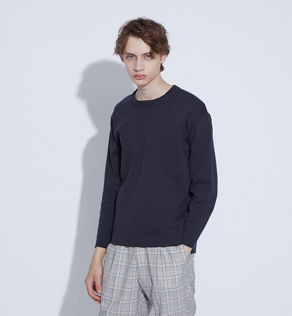 ABAHOUSE「ミラノリブ スムース プルオーバー ニット」|ニット・セーター|チャコールグレー