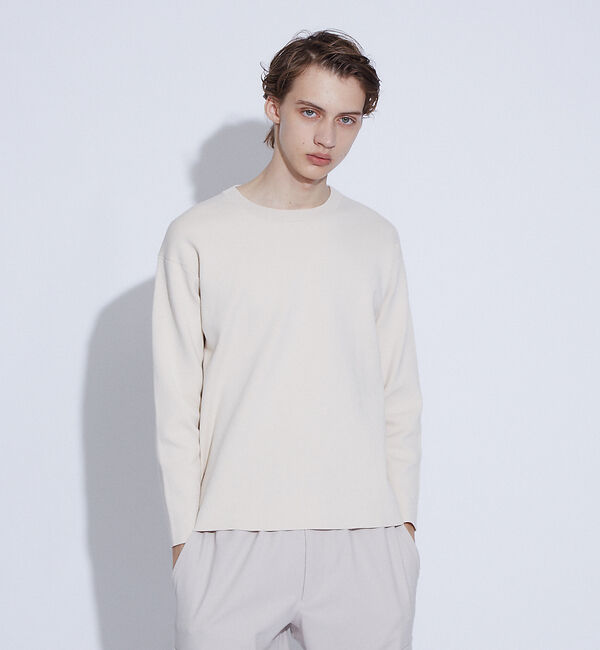 ABAHOUSE「ミラノリブ スムース プルオーバー ニット」|ニット・セーター|グレージュ