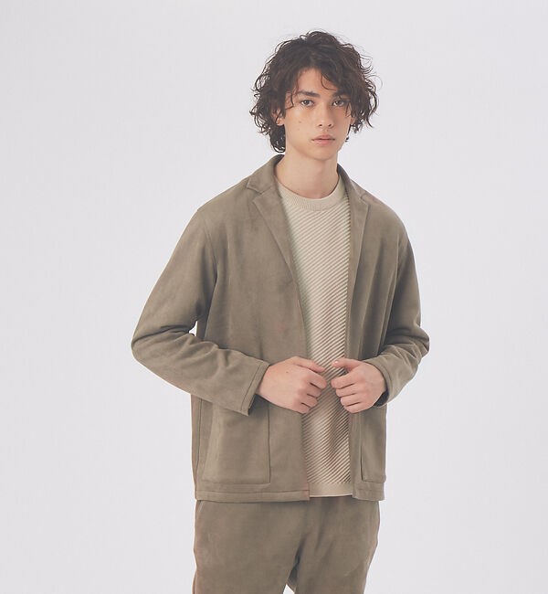 ABAHOUSE「【セットアップ対応】ネオ スエード ボタンレス  カーディガン ジャケット」|その他|ベージュ