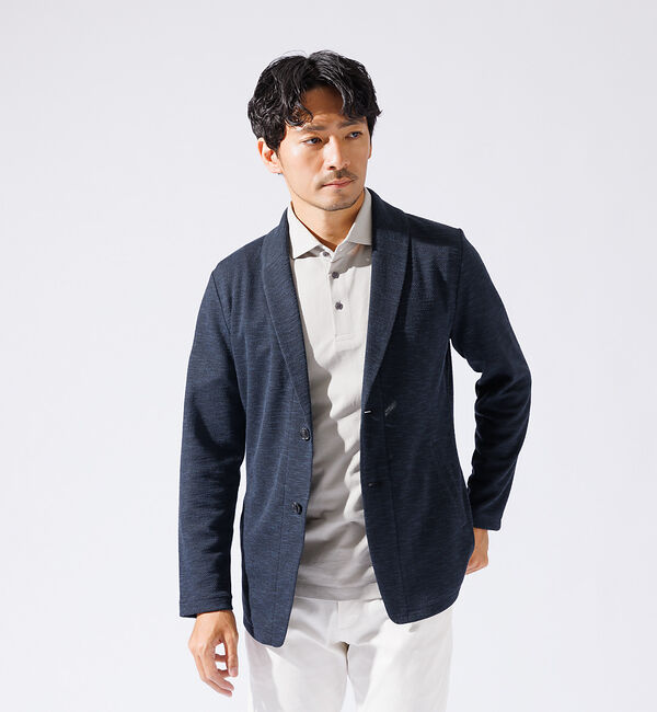 ABAHOUSE「【バーズアイ】ショールジャケット / サマージャケット」|その他|ネイビー