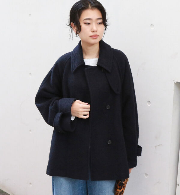 Rouge vif「【2サイズ展開】ウール混ショート丈スライバーコート」|その他|ネイビー