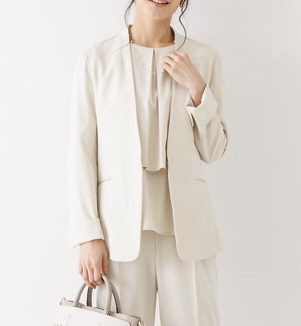 abahouse mavie「【エニデイカセット】ノーカラージャケット＆バックフレアパンツセットアップ」|スーツ|