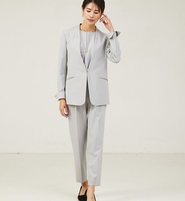 abahouse mavie「【エニデイカセット】ノーカラージャケット＆バックフレアパンツセットアップ」|スーツ|