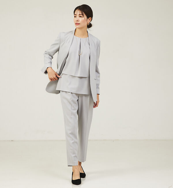 abahouse mavie「【エニデイカセット】ノーカラージャケット＆バックフレアパンツセットアップ」|スーツ|