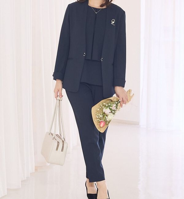 abahouse mavie「【エニデイカセット】ノーカラージャケット＆バックフレアパンツセットアップ」|スーツ|