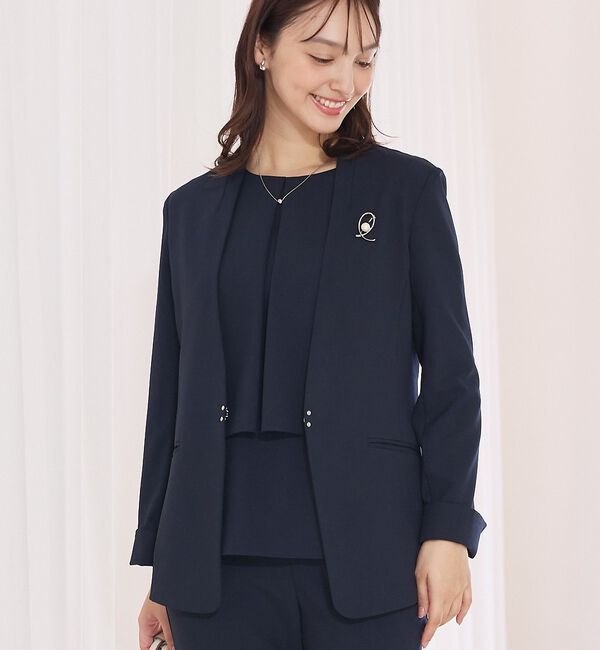 abahouse mavie「【エニデイカセット】ノーカラージャケット＆バックフレアパンツセットアップ」|スーツ|