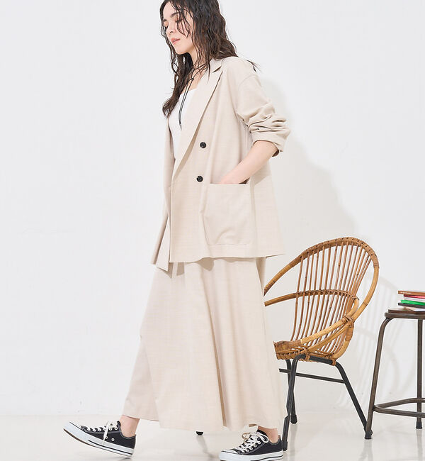 abahouse mavie「【LEE掲載・セットアップ対応】メランジ調ダブルジャケット/リネンライクジャケッ」|テーラードジャケット|