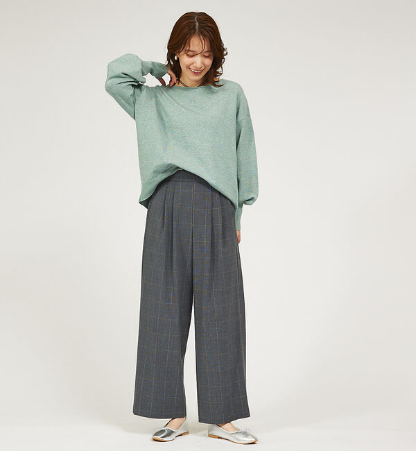 abahouse mavie「グレンチェックタックワイドパンツ」|その他|