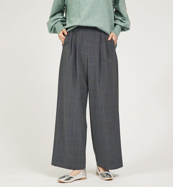 abahouse mavie「グレンチェックタックワイドパンツ」|その他|