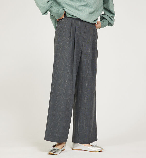 abahouse mavie「グレンチェックタックワイドパンツ」|その他|