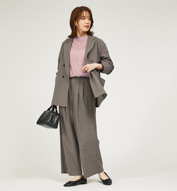 abahouse mavie「グレンチェックタックワイドパンツ」|その他|