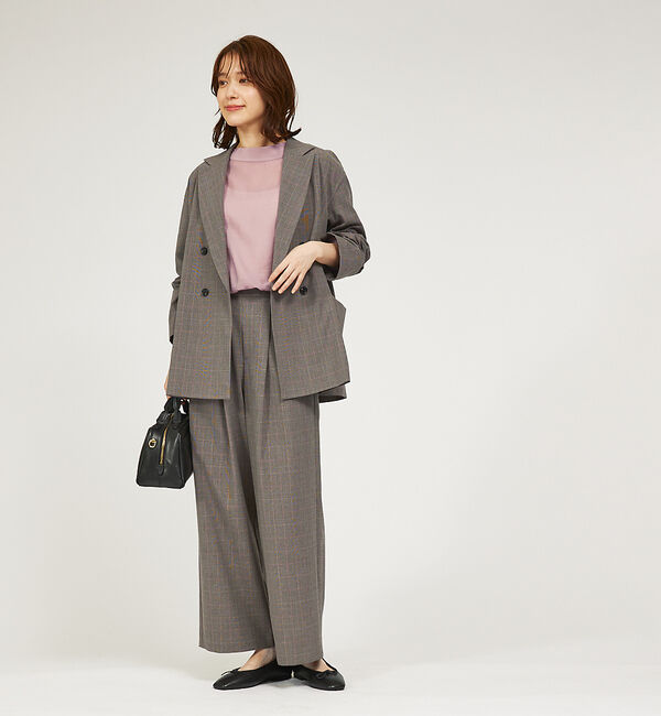 abahouse mavie「グレンチェックタックワイドパンツ」|その他|