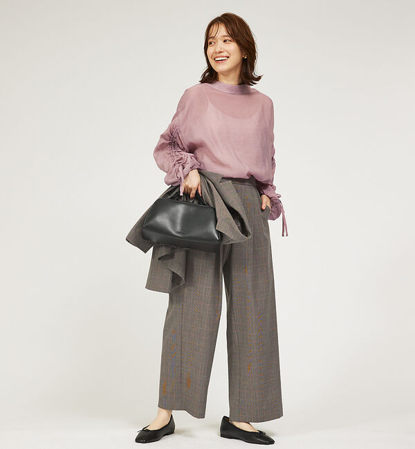 abahouse mavie「グレンチェックタックワイドパンツ」|その他|