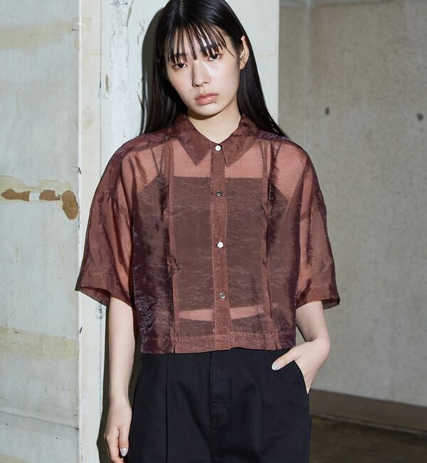 NOMINE「ハーフスリーブ シアー シャツ」|シャツ・ブラウス|