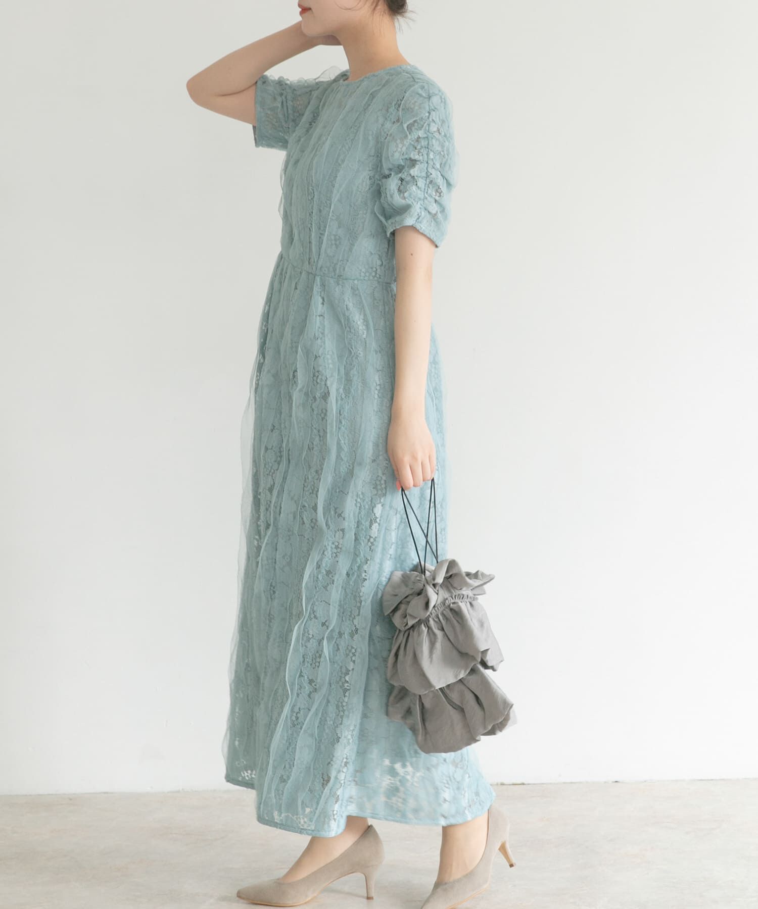 URBAN RESEARCH ROSSO「kaene　リボンチュールエプロンドレス」|ワンピース|