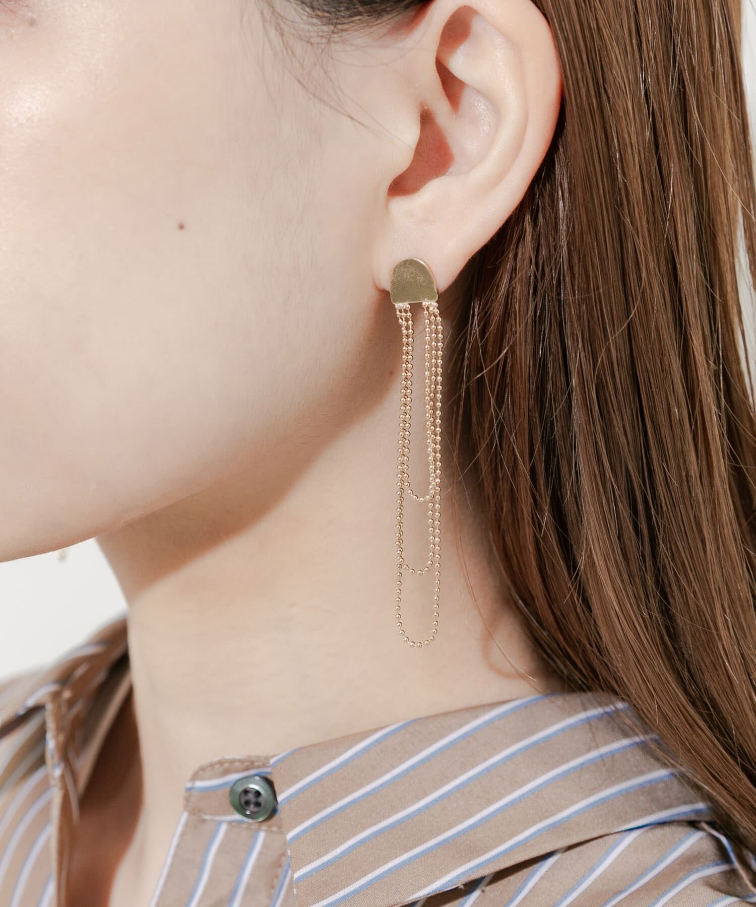 SMELLY「トリプルチェーンロングピアス」|ピアス|