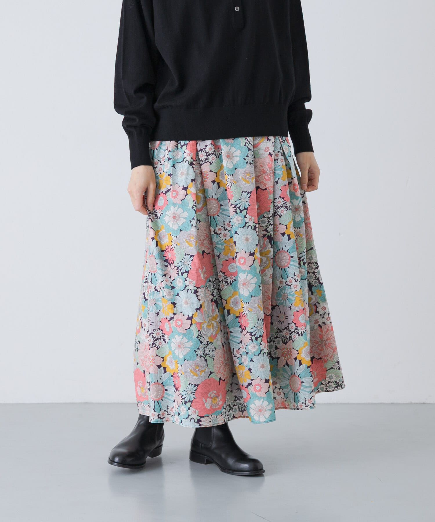 かぐれ「リバティプリントスカート」|スカート|ピンク系その他