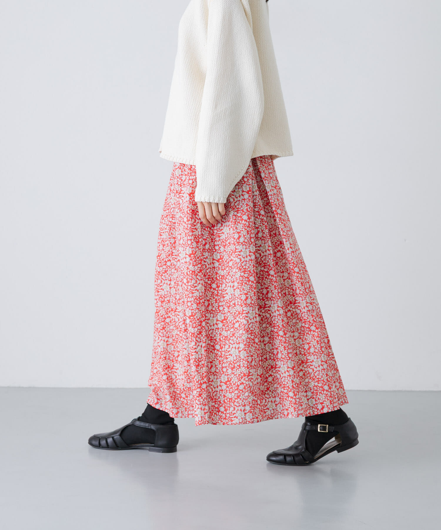 かぐれ「リバティプリントスカート」|スカート|レッド