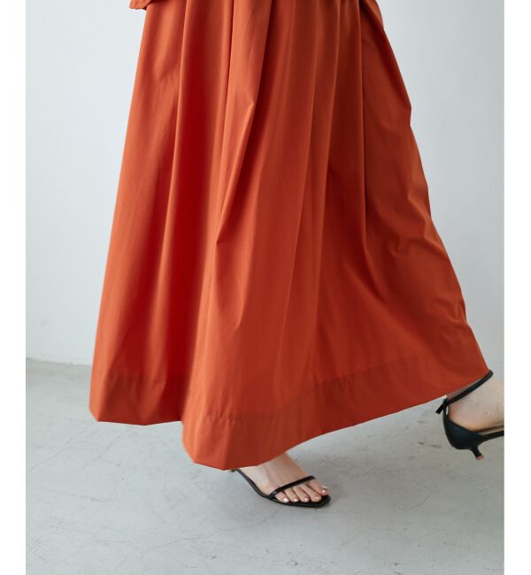  「《接触冷感》ナイロンストレッチタックギャザースカート」|スカート|