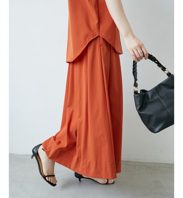  「《接触冷感》ナイロンストレッチタックギャザースカート」|スカート|