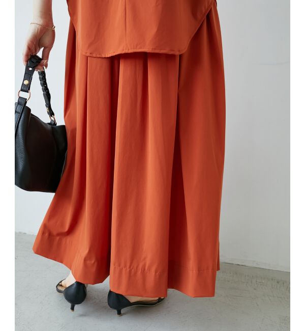  「《接触冷感》ナイロンストレッチタックギャザースカート」|スカート|