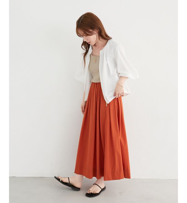  「《接触冷感》ナイロンストレッチタックギャザースカート」|スカート|