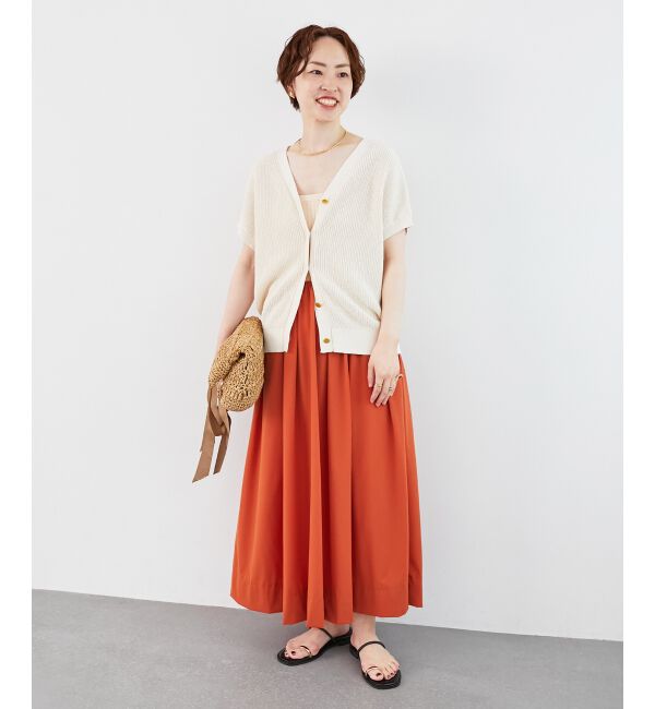  「《接触冷感》ナイロンストレッチタックギャザースカート」|スカート|