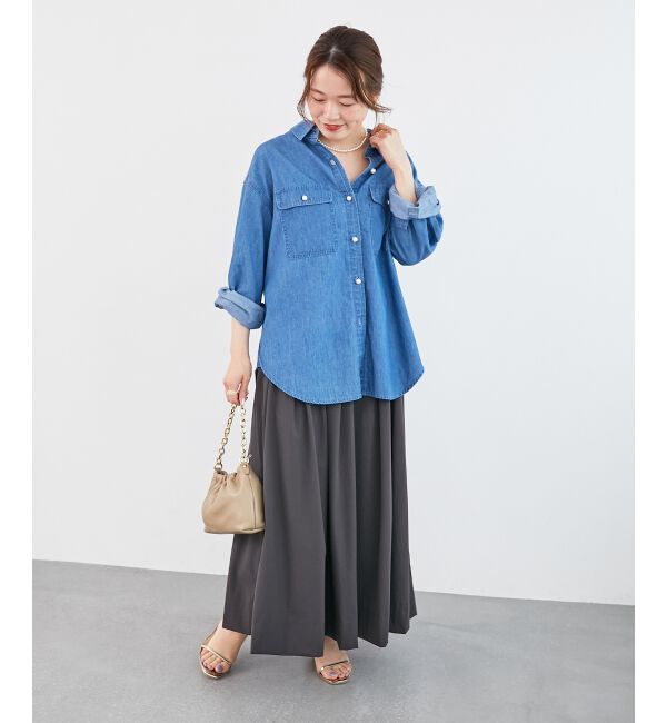  「《接触冷感》ナイロンストレッチタックギャザースカート」|スカート|