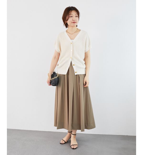  「《接触冷感》ナイロンストレッチタックギャザースカート」|スカート|