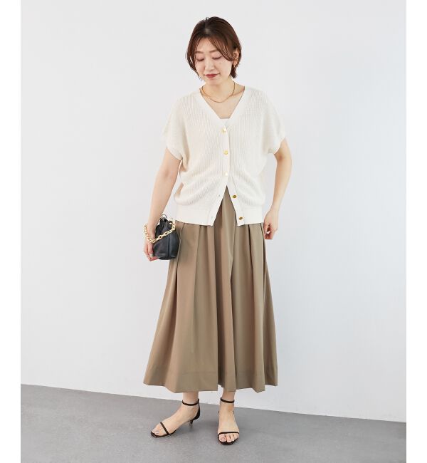  「《接触冷感》ナイロンストレッチタックギャザースカート」|スカート|