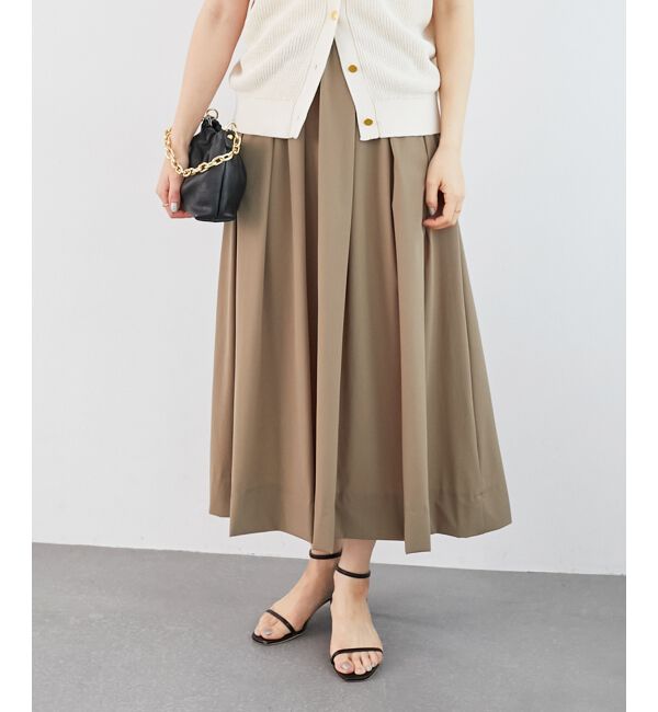  「《接触冷感》ナイロンストレッチタックギャザースカート」|スカート|