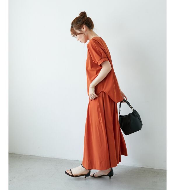  「《接触冷感》ナイロンストレッチタックギャザースカート」|スカート|