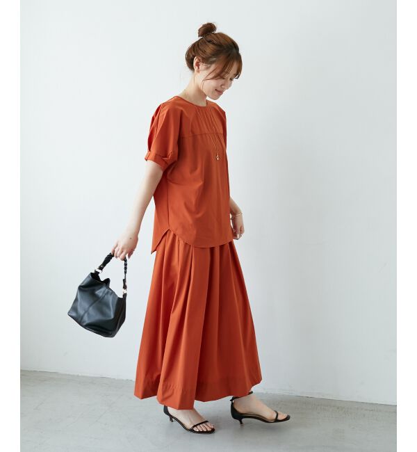  「《接触冷感》ナイロンストレッチタックギャザースカート」|スカート|