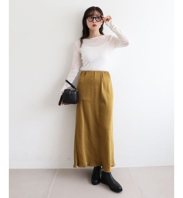  「《手洗い可能》マットサテンナロースカート」|スカート|