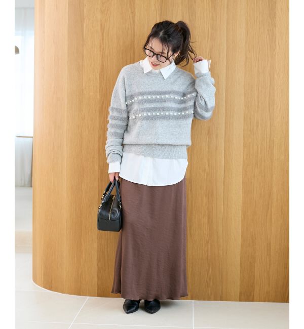  「《手洗い可能》マットサテンナロースカート」|スカート|