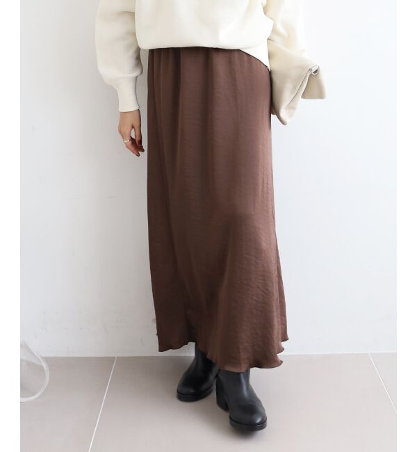  「《手洗い可能》マットサテンナロースカート」|スカート|ブラウン