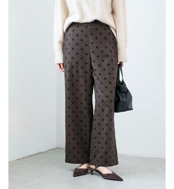  「《手洗い可能》ドットワイドパンツ」|その他|ブラウン柄
