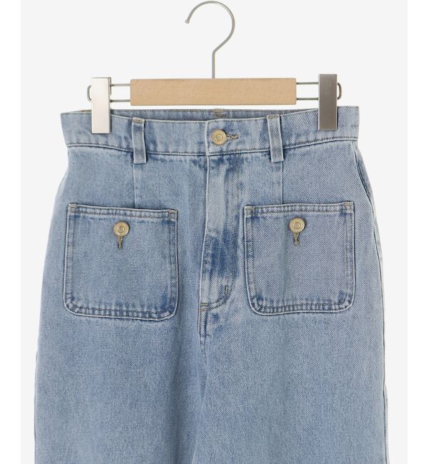  「サイドリボンビジューデニムパンツ」|デニム|