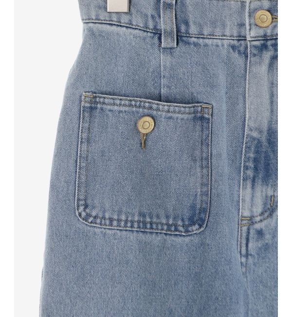  「サイドリボンビジューデニムパンツ」|デニム|