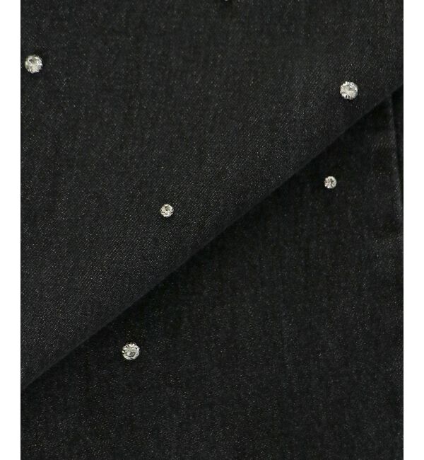  「サイドリボンビジューデニムパンツ」|デニム|