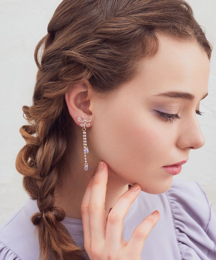 Maison de FLEUR「クリアフラワーイヤリング」|イヤリング|クリアー