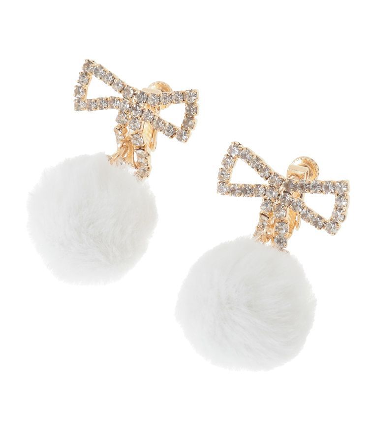 Maison de FLEUR「フェイクファービジューリボンイヤリング」|イヤリング|