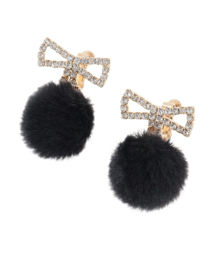 Maison de FLEUR「フェイクファービジューリボンイヤリング」|イヤリング|