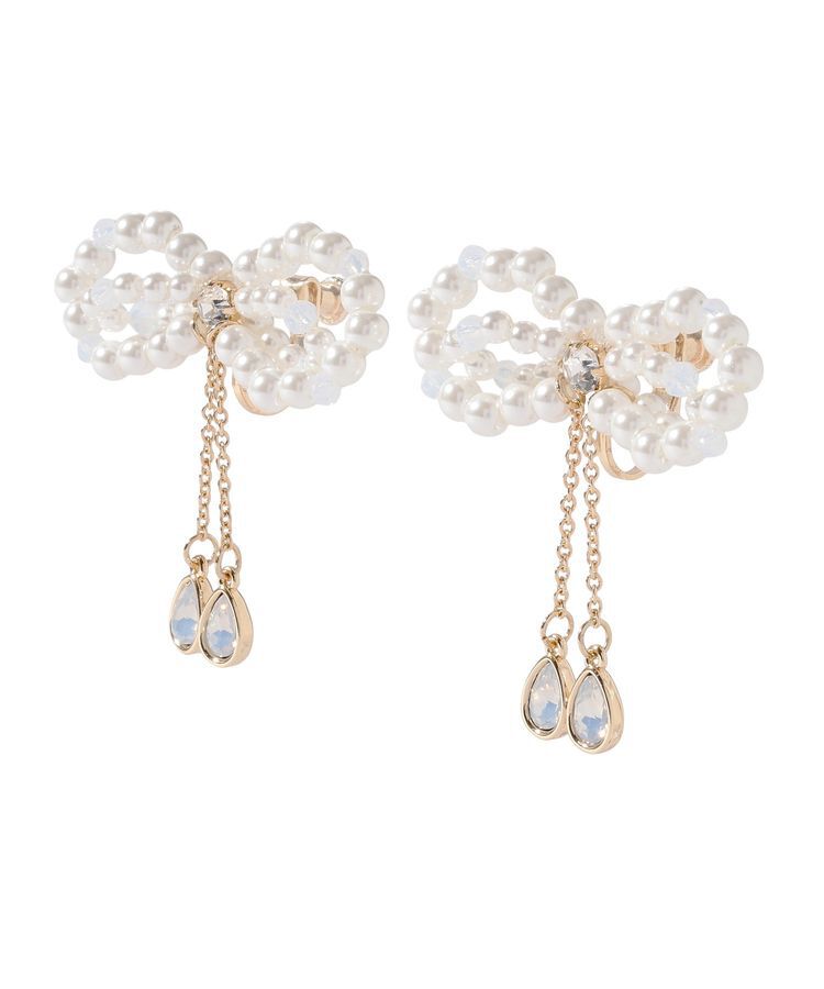 Maison de FLEUR「パールリボンビジューイヤリング」|イヤリング|