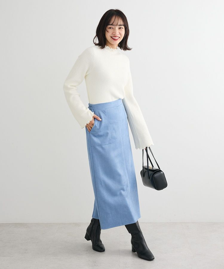 Green Parks「なめらかタッチスウェード調Iラインスカート」|タイト|