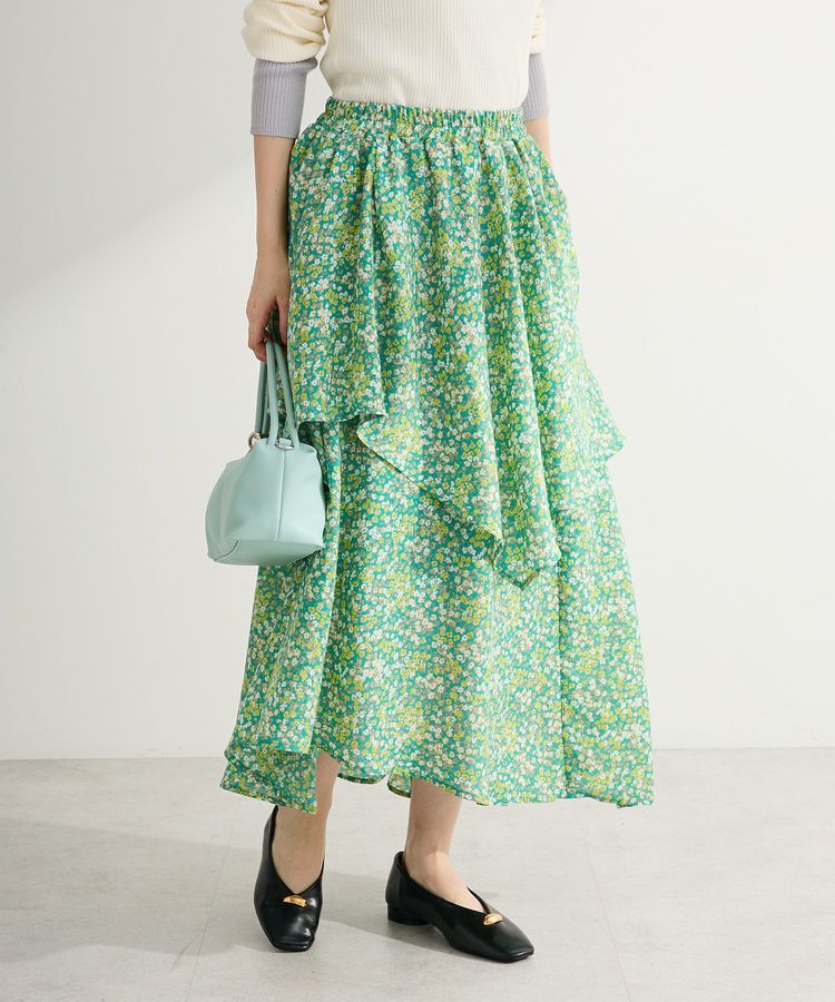 Green Parks「花柄イレヘムボリュームスカート」|フレア|Green