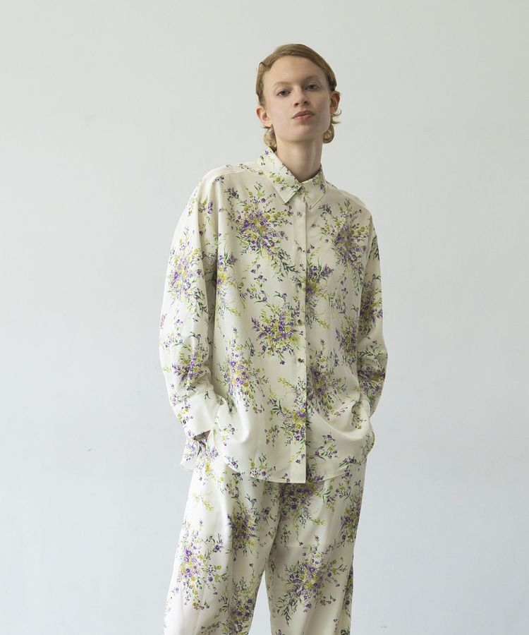 GARAGE OF GOOD CLOTHING「【日本製】ピーチファイユフラワープリントロングシャツ」|シャツ・ブラウス|