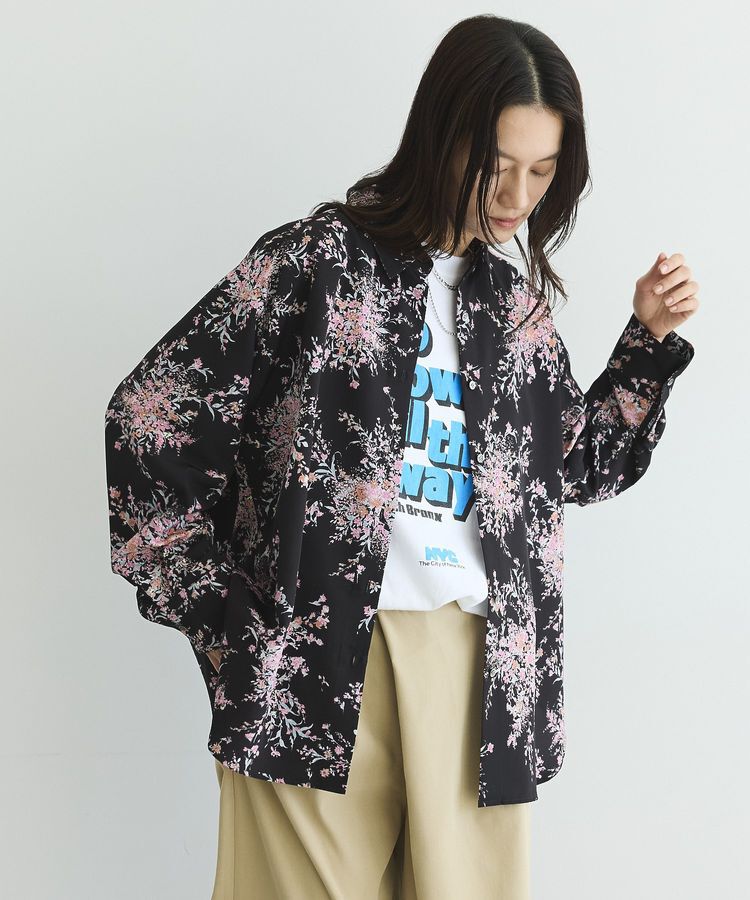 GARAGE OF GOOD CLOTHING「【日本製】ピーチファイユフラワープリントロングシャツ」|シャツ・ブラウス|