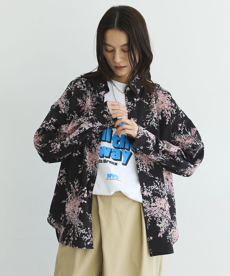 GARAGE OF GOOD CLOTHING「【日本製】ピーチファイユフラワープリントロングシャツ」|シャツ・ブラウス|